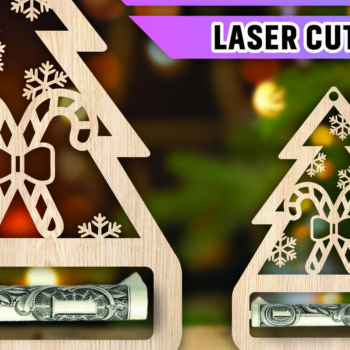 Intra απο ξύλο plywood 3mm-4mm πάχος Χριστουγεννιάτικο Money Holder Δίασταση 15x15 cm INTRAFABR-107442891 - Image 1