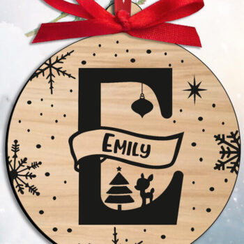 Intra απο ξύλο plywood 3mm-4mm πάχος Χριστουγεννιάτικο μονόγραμμα Γράμμα Ε Στολίδι Δίασταση 8x8 cm INTRAFABR-109150403 - Image 1