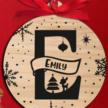 Intra απο ξύλο plywood 3mm-4mm πάχος Χριστουγεννιάτικο μονόγραμμα Γράμμα Ε Στολίδι Δίασταση 8x8 cm INTRAFABR-109150403 - Image 2