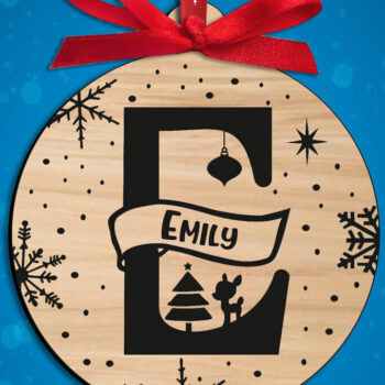 Intra απο ξύλο plywood 3mm-4mm πάχος Χριστουγεννιάτικο μονόγραμμα Γράμμα Ε Στολίδι Δίασταση 8x8 cm INTRAFABR-109150403 - Image 3