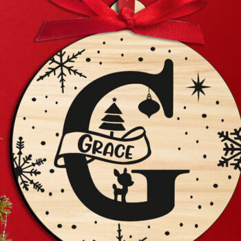 Intra απο ξύλο plywood 3mm-4mm πάχος Χριστουγεννιάτικο μονόγραμμα Γράμμα G Στολίδι Δίασταση 8x8 cm INTRAFABR-109232051 - Image 1