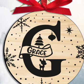 Intra απο ξύλο plywood 3mm-4mm πάχος Χριστουγεννιάτικο μονόγραμμα Γράμμα G Στολίδι Δίασταση 8x8 cm INTRAFABR-109232051 - Image 2