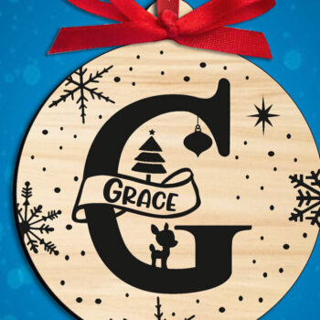 Intra απο ξύλο plywood 3mm-4mm πάχος Χριστουγεννιάτικο μονόγραμμα Γράμμα G Στολίδι Δίασταση 8x8 cm INTRAFABR-109232051 - Image 3