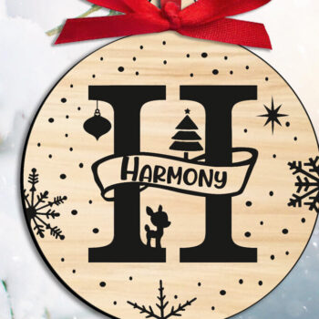 Intra απο ξύλο plywood 3mm-4mm πάχος Χριστουγεννιάτικο μονόγραμμα Γράμμα H Στολίδι Δίασταση 8x8 cm INTRAFABR-109232084 - Image 2