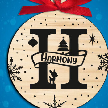 Intra απο ξύλο plywood 3mm-4mm πάχος Χριστουγεννιάτικο μονόγραμμα Γράμμα H Στολίδι Δίασταση 8x8 cm INTRAFABR-109232084 - Image 3