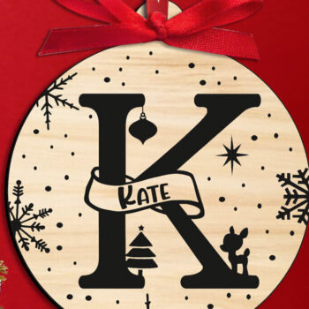 Intra απο ξύλο plywood 3mm-4mm πάχος Χριστουγεννιάτικο μονόγραμμα Γράμμα K Στολίδι Δίασταση 8x8 cm INTRAFABR-109294299 - Image 2