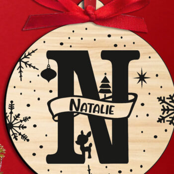 Intra απο ξύλο plywood 3mm-4mm πάχος Χριστουγεννιάτικο μονόγραμμα Γράμμα N Στολίδι Δίασταση 8x8 cm INTRAFABR-109379755 - Image 2