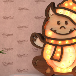 Intra απο ξύλο plywood 3mm-4mm πάχος Χριστουγεννιάτικο Monster Led Nightlight  Δίασταση 15x15 cm INTRAFABR-107832179