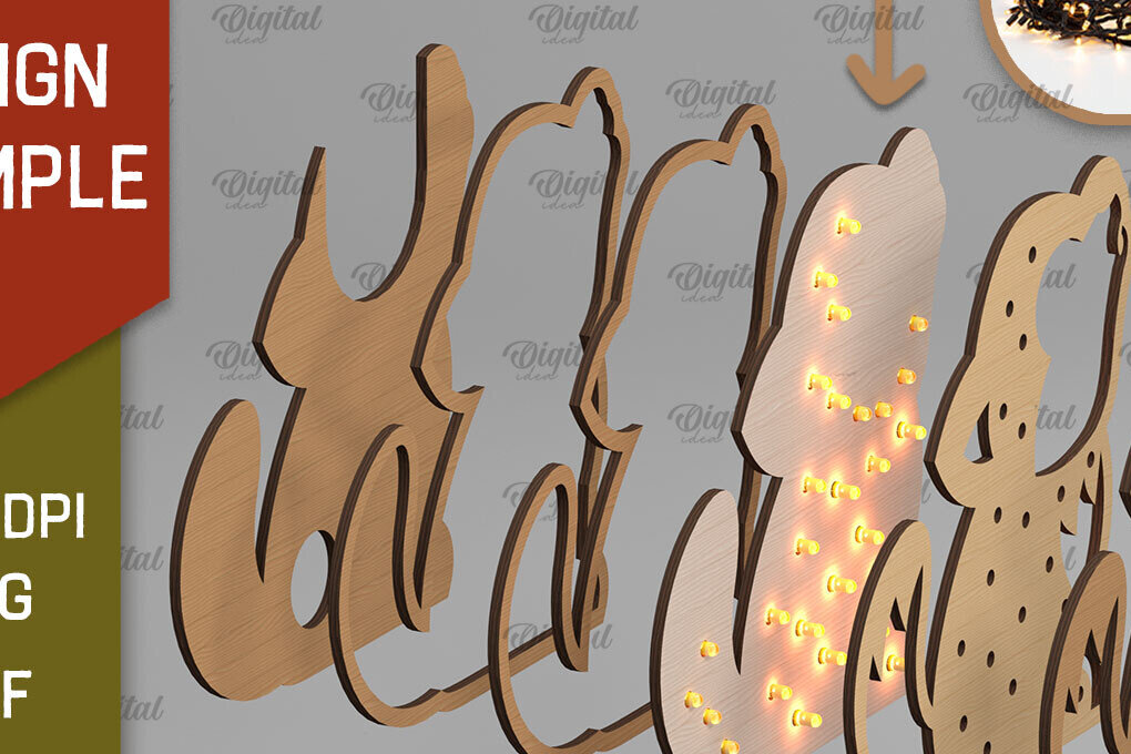 Intra απο ξύλο plywood 3mm-4mm πάχος Χριστουγεννιάτικο Monster Led Nightlight Δίασταση 15x15 cm INTRAFABR-107832179 - Image 2