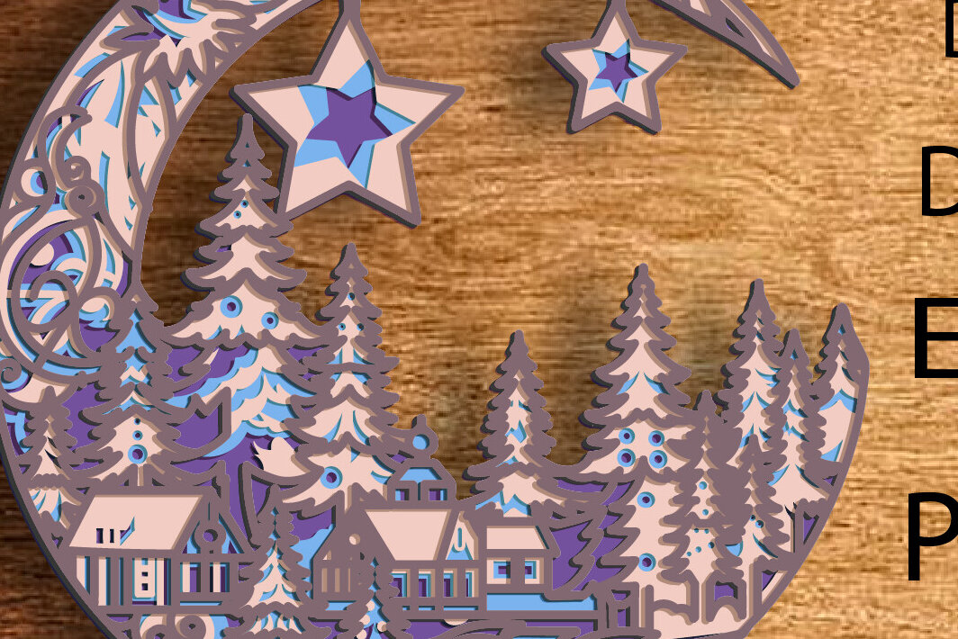 Intra απο ξύλο plywood 3mm-4mm πάχος 3D Mandala με Χριστουγεννιάτικα παιχνίδια σελήνης Δίασταση 30x30 cm INTRAFABR-79937979