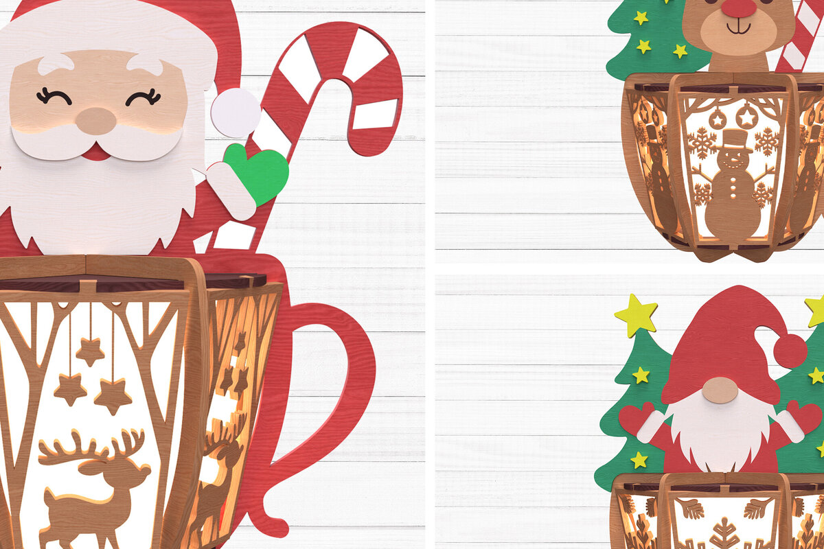 Intra απο ξύλο plywood 3mm-4mm πάχος Χριστουγεννιάτικη κούπα Φανάρι Δίασταση 30x20 cm INTRAFABR-109837465