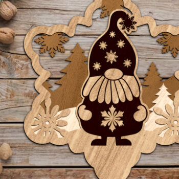 Intra απο ξύλο plywood 3mm-4mm πάχος Χριστουγεννιάτικο πολυστρωματικό στολίδι Gnome Δίασταση 3x4 cm INTRAFABR-83470586 - Image 1
