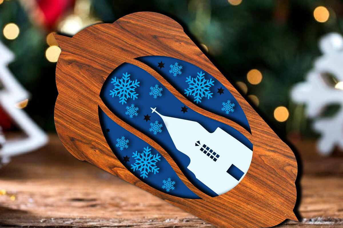 Intra απο ξύλο plywood 3mm-4mm πάχος Χριστουγεννιάτικη πολυστρωματική Δίασταση 15x15 cm INTRAFABR-69406299