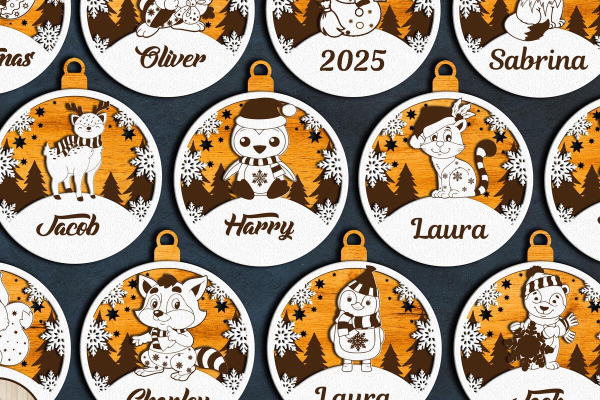 Intra απο ξύλο plywood 3mm-4mm πάχος Χριστουγεννιάτικα Ονόματα Στολίδια 12 τεμ Δίασταση 4x4 cm INTRAFABR-109328968