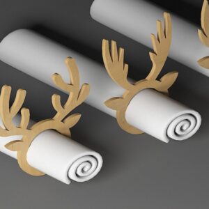 Intra απο ξύλο plywood 3mm-4mm πάχος Χριστουγεννιάτικα δαχτυλίδια για χαρτοπετσέτα, Noel Deer Δίασταση 30x20 cm INTRAFABR-46329497