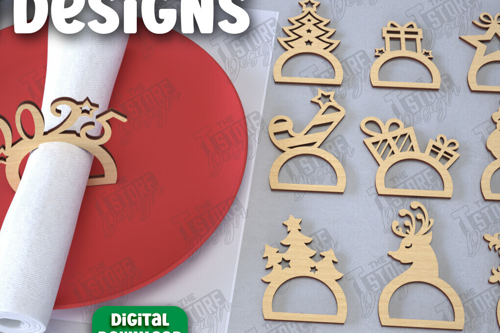 Intra απο ξύλο plywood 3mm-4mm πάχος Δαχτυλίδια χριστουγεννιάτικων χαρτοπετσετών | Διακοπές Δίασταση 15x15 cm INTRAFABR-107821214