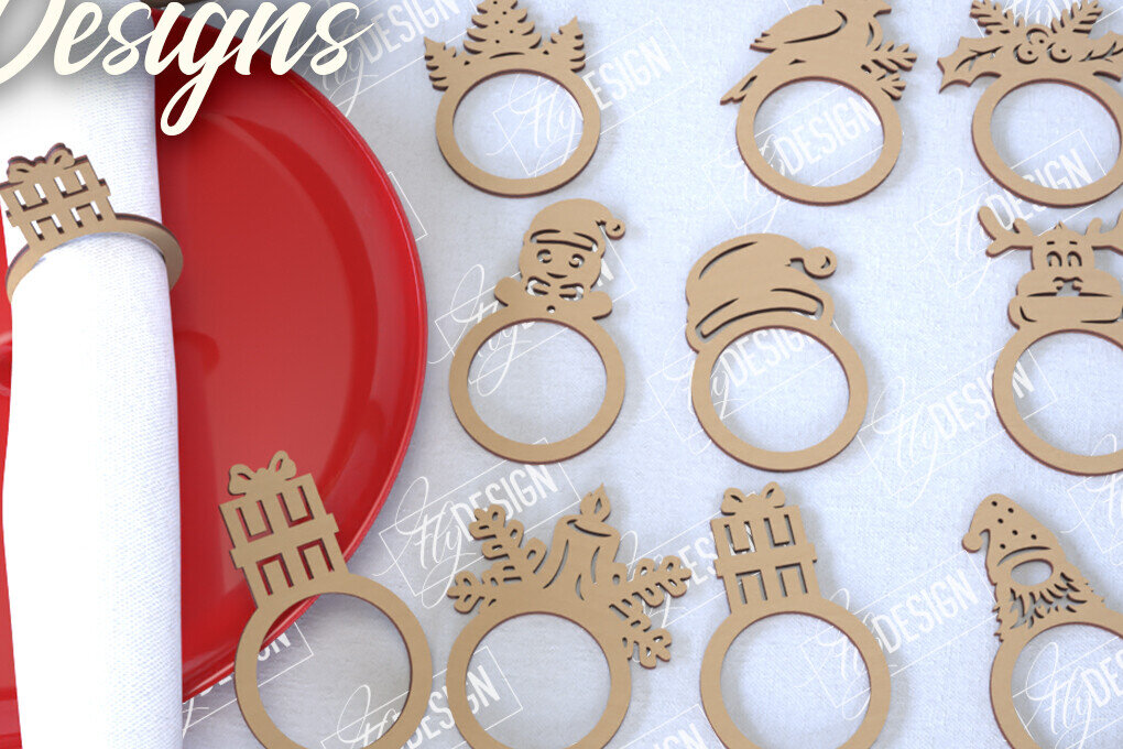 Intra απο ξύλο plywood 3mm-4mm πάχος Δαχτυλίδια χριστουγεννιάτικων χαρτοπετσετών | Διακοπές Δίασταση 15x15 cm INTRAFABR-107814654