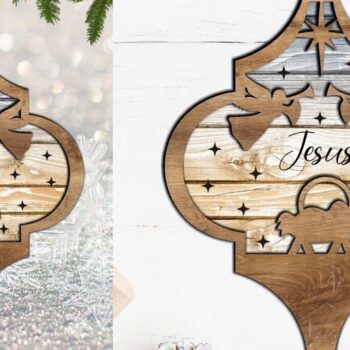 Intra απο ξύλο plywood 3mm-4mm πάχος Χριστουγεννιάτικο στολίδι της Γέννησης με λέιζερ Δίασταση 8x8 cm INTRAFABR-83225527 - Image 1