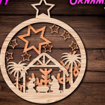 Intra απο ξύλο plywood 3mm-4mm πάχος Χριστουγεννιάτικο στολίδι της Γέννησης Δίασταση 8x8 cm INTRAFABR-44984027 - Image 1