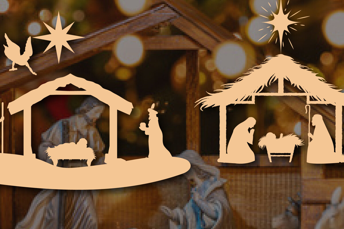 Intra απο ξύλο plywood 3mm-4mm πάχος Χριστουγεννιάτικου NATIVITY SCENE Δίασταση 25x25 cm INTRAFABR-46761456 - Image 1
