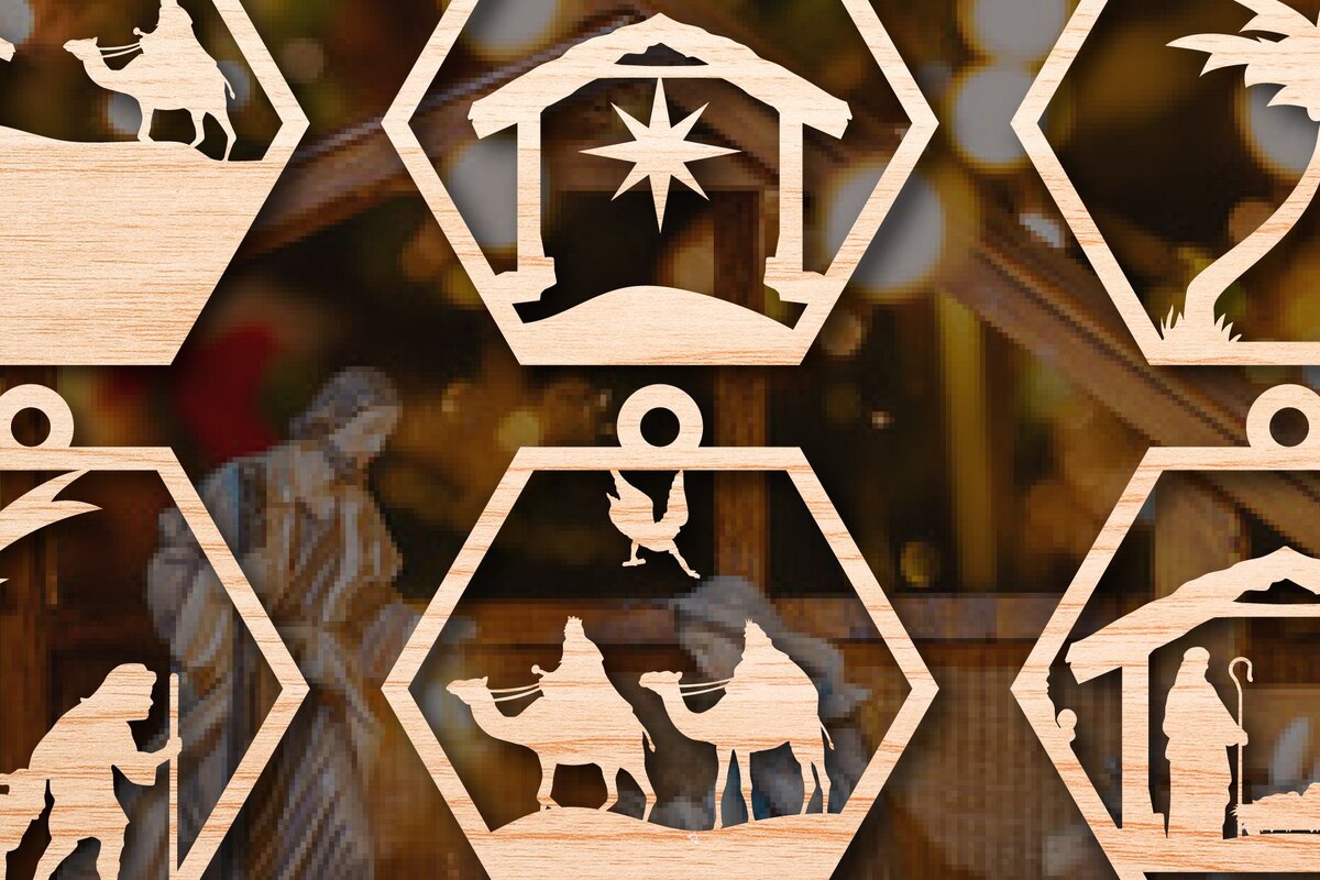 Intra απο ξύλο plywood 3mm-4mm πάχος Χριστουγεννιάτικου NATIVITY SCENE Δίασταση 25x25 cm INTRAFABR-46683014 - Image 1