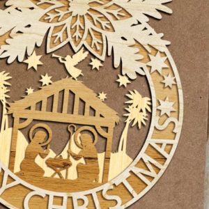 Intra απο ξύλο plywood 3mm-4mm πάχος Χριστουγεννιάτικο στεφάνι της Φάτνης Δίασταση 15x15 cm INTRAFABR-108685537