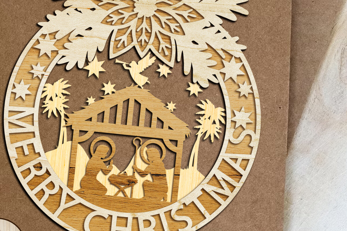 Intra απο ξύλο plywood 3mm-4mm πάχος Χριστουγεννιάτικο στεφάνι της Φάτνης Δίασταση 15x15 cm INTRAFABR-108685537
