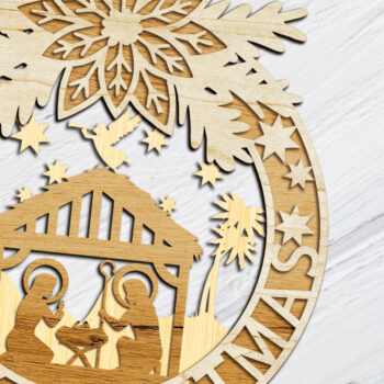 Intra απο ξύλο plywood 3mm-4mm πάχος Χριστουγεννιάτικο στεφάνι της Φάτνης Δίασταση 15x15 cm INTRAFABR-108685537 - Image 2