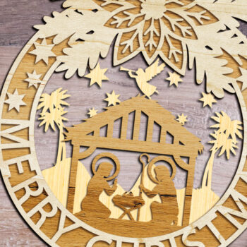 Intra απο ξύλο plywood 3mm-4mm πάχος Χριστουγεννιάτικο στεφάνι της Φάτνης Δίασταση 15x15 cm INTRAFABR-108685537 - Image 3