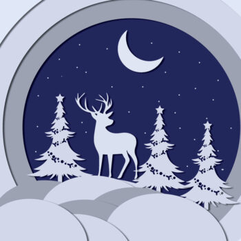 Intra απο ξύλο plywood 3mm-4mm πάχος Christmas Night Deer Δίασταση 15x15 cm INTRAFABR-20640964 - Image 1