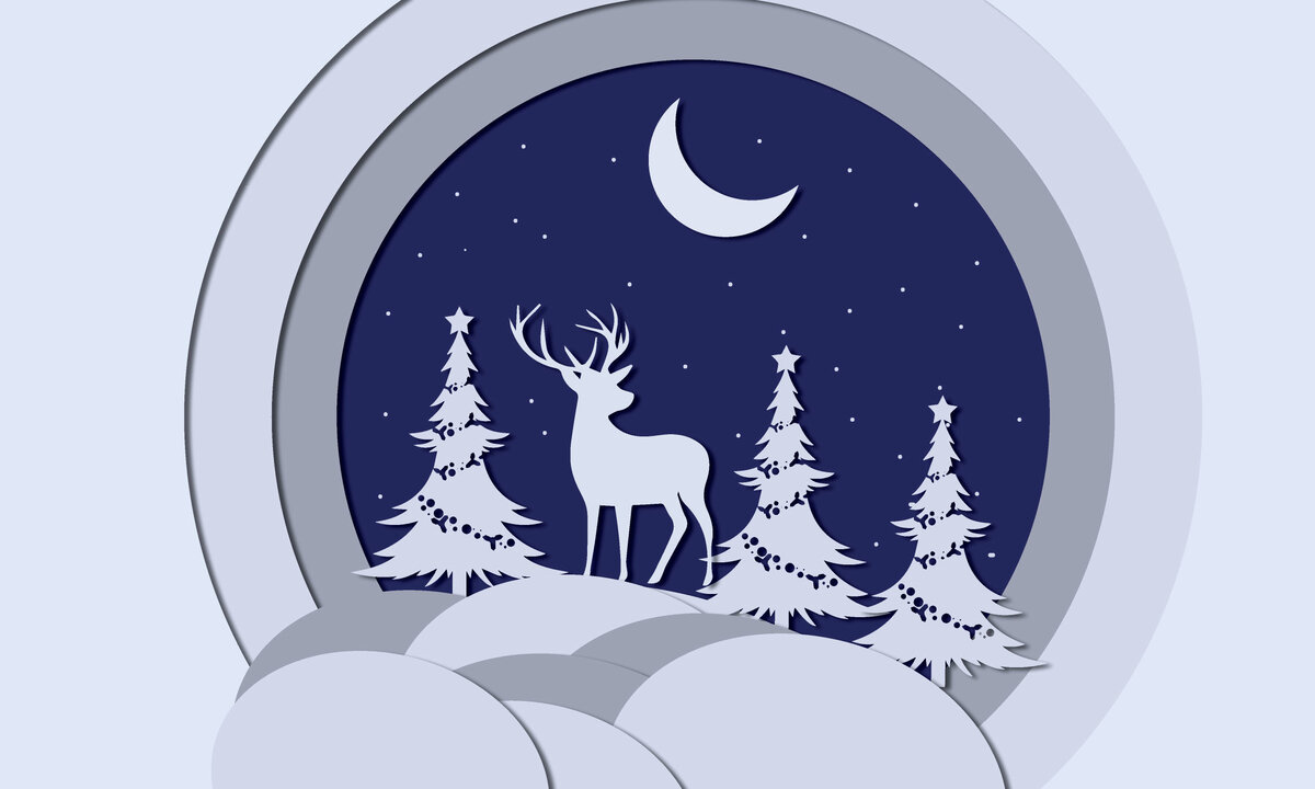 Intra απο ξύλο plywood 3mm-4mm πάχος Christmas Night Deer Δίασταση 15x15 cm INTRAFABR-20640964