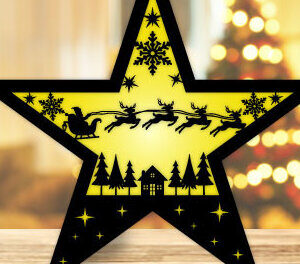 Intra απο ξύλο plywood 3mm-4mm πάχος Χριστουγεννιάτικο Nightlight Star Δίασταση 15x15 cm INTRAFABR-51074351
