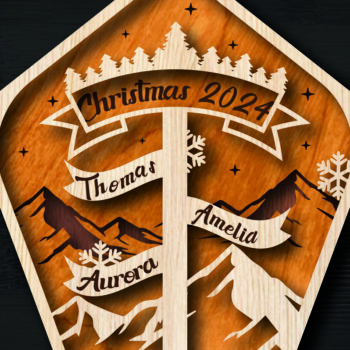 Intra απο ξύλο plywood 3mm-4mm πάχος Χριστουγεννιάτικο Οικογενειακό Στολίδι Βόρειου Πόλου Δίασταση 8x8 cm INTRAFABR-105339392 - Image 2