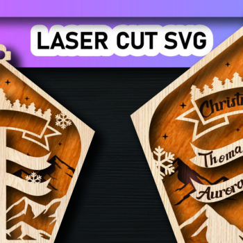 Intra απο ξύλο plywood 3mm-4mm πάχος Χριστουγεννιάτικο Οικογενειακό Στολίδι Βόρειου Πόλου Δίασταση 8x8 cm INTRAFABR-105339417 - Image 1