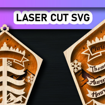 Intra απο ξύλο plywood 3mm-4mm πάχος Χριστουγεννιάτικο Οικογενειακό Στολίδι Βόρειου Πόλου Δίασταση 8x8 cm INTRAFABR-105339511 - Image 1