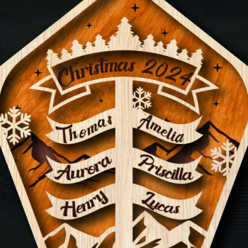 Intra απο ξύλο plywood 3mm-4mm πάχος Χριστουγεννιάτικο Οικογενειακό Στολίδι Βόρειου Πόλου Δίασταση 8x8 cm INTRAFABR-105339511 - Image 2