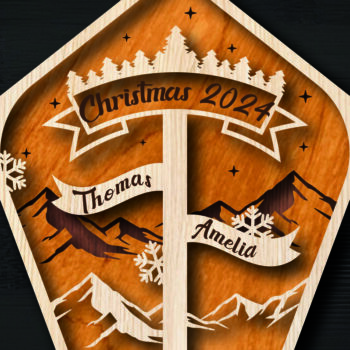 Intra απο ξύλο plywood 3mm-4mm πάχος Χριστουγεννιάτικο Οικογενειακό Στολίδι Βόρειου Πόλου Δίασταση 8x8 cm INTRAFABR-105339368 - Image 2