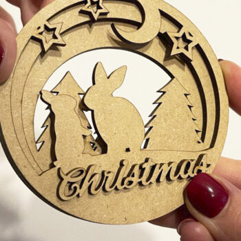 Intra απο ξύλο plywood 3mm-4mm πάχος Μπιχλιμπίδι με χριστουγεννιάτικο στολίδι με ζώα Δίασταση 4x4 cm INTRAFABR-52810407 - Image 1