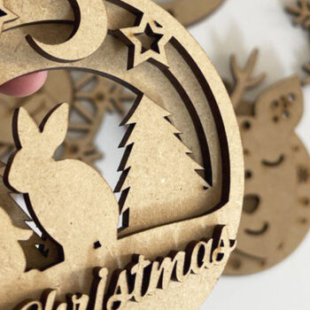 Intra απο ξύλο plywood 3mm-4mm πάχος Μπιχλιμπίδι με χριστουγεννιάτικο στολίδι με ζώα Δίασταση 4x4 cm INTRAFABR-52810407 - Image 2