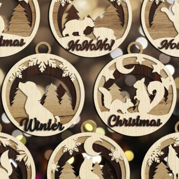 Intra απο ξύλο plywood 3mm-4mm πάχος Μπιχλιμπίδι με χριστουγεννιάτικο στολίδι με ζώα Δίασταση 4x4 cm INTRAFABR-52810407 - Image 3