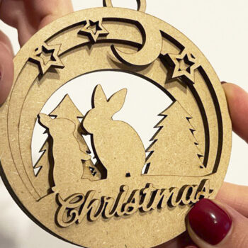 Intra απο ξύλο plywood 3mm-4mm πάχος Μπιχλιμπίδι με χριστουγεννιάτικο στολίδι με ζώα Δίασταση 4x4 cm INTRAFABR-52810407 - Image 5