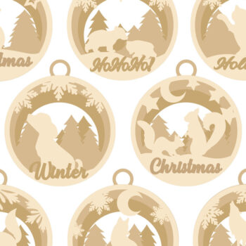 Intra απο ξύλο plywood 3mm-4mm πάχος Μπιχλιμπίδι με χριστουγεννιάτικο στολίδι με ζώα Δίασταση 4x4 cm INTRAFABR-52810407 - Image 8