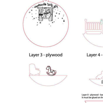 Intra απο ξύλο plywood 3mm-4mm πάχος Χριστουγεννιάτικο στολίδι Baby First Christmas Δίασταση 3x3 cm INTRAFABR-82458306 - Image 3