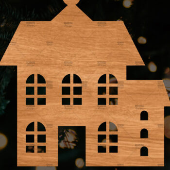 Intra απο ξύλο plywood 3mm-4mm πάχος Χριστουγεννιάτικο Στολίδι Κτίριο κομμένο Δίασταση 8x8 cm INTRAFABR-108110665 - Image 1