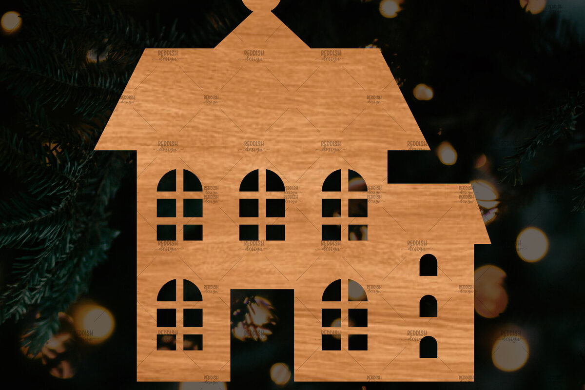 Intra απο ξύλο plywood 3mm-4mm πάχος Χριστουγεννιάτικο Στολίδι Κτίριο κομμένο Δίασταση 8×8 cm INTRAFABR-108110665