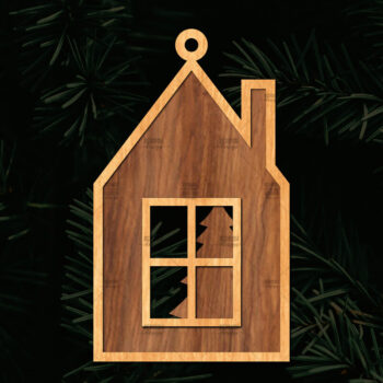 Intra απο ξύλο plywood 3mm-4mm πάχος Χριστουγεννιάτικο Στολίδι Κτίριο κομμένο Δίασταση 8x8 cm INTRAFABR-111352593 - Image 1