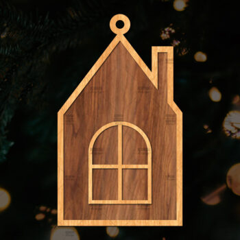 Intra απο ξύλο plywood 3mm-4mm πάχος Χριστουγεννιάτικο Στολίδι Κτίριο κομμένο Δίασταση 8x8 cm INTRAFABR-111352677 - Image 1