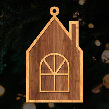 Intra απο ξύλο plywood 3mm-4mm πάχος Χριστουγεννιάτικο Στολίδι Κτίριο κομμένο Δίασταση 8x8 cm INTRAFABR-111352700 - Image 1