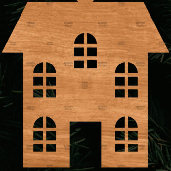 Intra απο ξύλο plywood 3mm-4mm πάχος Χριστουγεννιάτικο Στολίδι Κτίριο κομμένο Δίασταση 8x8 cm INTRAFABR-108110593 - Image 1