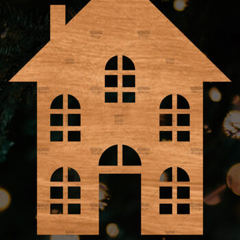Intra απο ξύλο plywood 3mm-4mm πάχος Χριστουγεννιάτικο Στολίδι Κτίριο κομμένο Δίασταση 8x8 cm INTRAFABR-108110618 - Image 1
